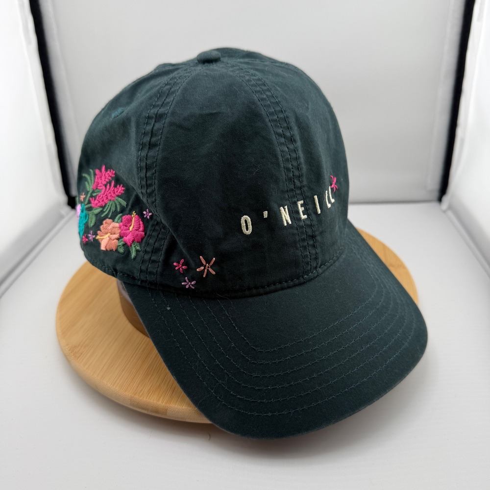 ONeill Womens Floral Embroidered Baseball Cap Dark Green Adjustable Dad Hat